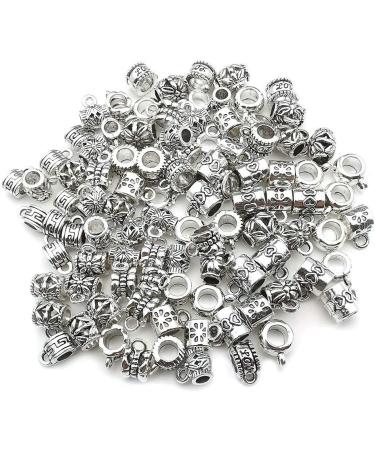 100pcs Clasp Bail Tube Beads for Jewelry Making - DIY Necklace Bracelet Charms (M611) - Buy Online on GoSupps.com