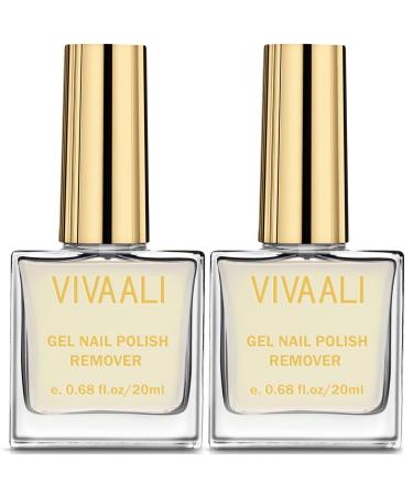 VIVAALI Gel Nail Polish Remover Gel Remover for Nails in 3-5 Minutes No Need for Foil Soaking or Wrapping No Harm to Your Nails Gold 2Pack