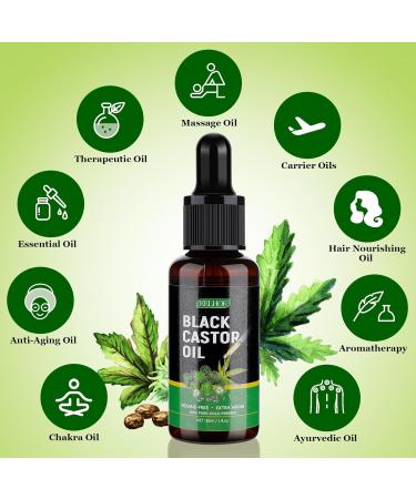 2PCS Organic Black Castor Oil - 100% Pure Natural Hair & Body Moisturizer | Ideal for Eyelashes & Eyebrows (2 fl oz - Buy Online on GoSupps.com