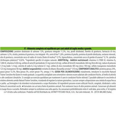 Natural Trainer Sensitive No Gluten - Croquettes for Medium-Maxi Adult Dogs with Salmon and Whole Grains - 3kg - Buy Online on GoSupps.com