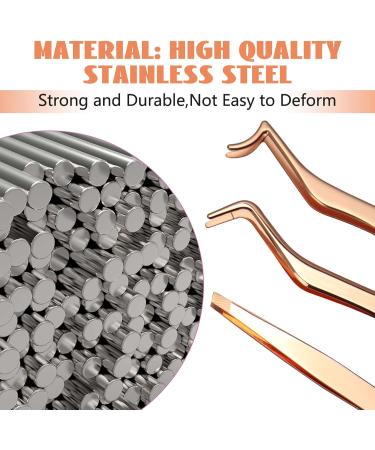 3Pcs Lash Tweezers for Cluster Lashes Eyelash Tweezer Eyelash Applicator Tool Suitable for Assisting Girls Women Lash Extension Eyebrow Trimming Double Eyelid Sticker (Rose Gold) - Buy Online on GoSupps.com