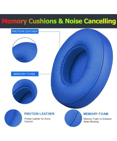 Beats Solo 3 Wireless Ear Pads Replacement - Blue Protein Leather Memory Foam Ear Cushion for Beats by Dre Solo 3 & Solo 2 Wireless Headsets - Buy Online on GoSupps.com