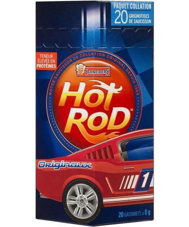 Hot Rod Sausage Snacks Bundle. Includes (1) Package of Schneiders Hot Rod Sausage Snacks Original Flavour (20 total individual sticks) with Water Cooler Trivia Game by BIG MAPLE to Enjoy with your Snack - Buy Online on GoSupps.com