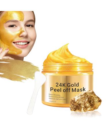 Haoutdory 24K Gold peeloff mask antiaging facial mask with collagen and hyaluronic acid skin firming moisturizing pore cleansing and blackhead removal for all skin types 120 ml