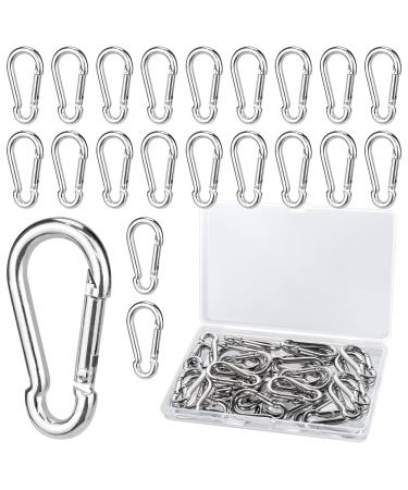 30 pieces of stainless steel safety buckles 4 x 40mm carabiner hook key holder mini carabiner with spring lock storage box for pets fishing mountaineering hiking backpack camping