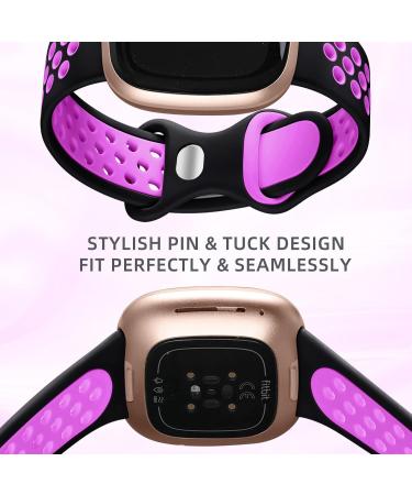 4 Pack Maledan Sport Bands for Fitbit Versa 3/Sense 2, Soft Wristband Replacement Accessories in Pink/Black Plum/Gray Teal/Coal Black - S 5.5-7 - Buy Online on GoSupps.com