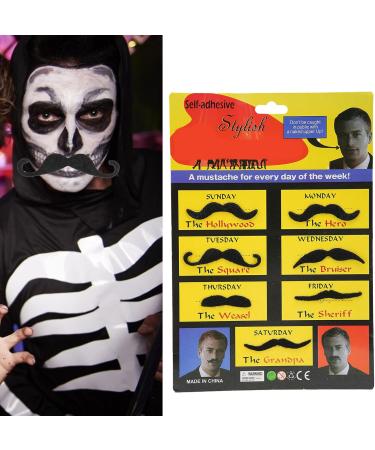 7 Pcs Fake Mustache Self Adhesive Fake Mustache Novelty Black Mustache Stickers Set for Cosplay Costume and Halloween Party - Buy Online on GoSupps.com