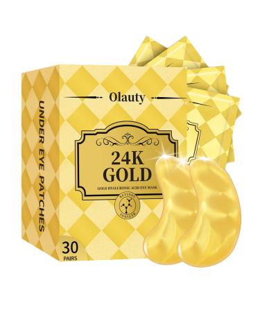 30 Pairs Under Eye Patches 24K Gold Collagen Under Eye Masks Gel Eye Pads for Dark Circles and Puffy Eyes Under Eye Gel Patches for Under eye Bags Wrinkles