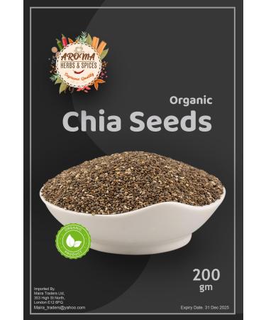 Organic Chia Seeds | 200gm | Raw Organic Chia Seeds | Source of Fibre | No Additives | Authentic | Premium Quality | High Fibre | High Protein | Vegan Keto Gluten Free and Non-GMO | (200 Gram)