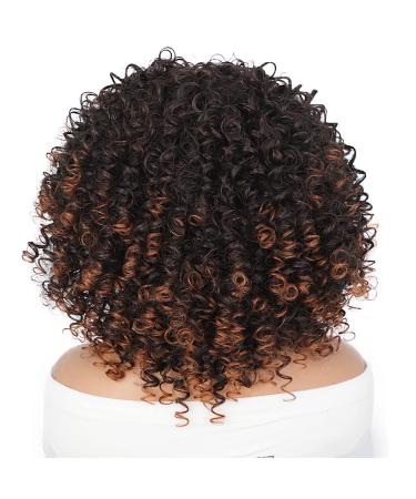 Afro Curly Wig with Bangs - Dark Brown Shoulder Length Synthetic Kinky Curly Wig for Black Women - Buy Online on GoSupps.com