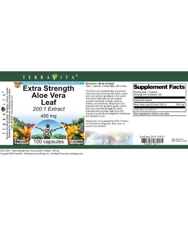 Extra Strength Aloe Vera Leaf 200:1 Extract - 450 mg (100 Capsules ZIN: 514071) - Buy Online on GoSupps.com