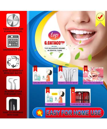 Dental Tools 10 Pack Professional Plaque Remover Set with Case - Stainless Steel Oral Care Kit for Teeth Cleaning, Tartar Scraper, Tooth Scaler, Tongue Cleaner - Black - Buy Online on GoSupps.com