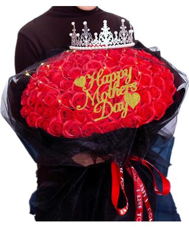 KIPETTO Happy Mother's Day Cake Toppers 20Pcs Glitter Heart Cupcake Topper for Mother's Day Mom's Birthday Party Cake Decoration Gold - Buy Online on GoSupps.com