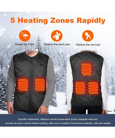 UpstartTech Heated Vest for Men & Women - USB Electric Jacket with 3 Temperature Settings & 5 Heating Areas - Washable Skiing Jacket in Light Black - Buy Online on GoSupps.com