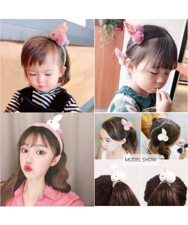 Shop UFLF Easter Bunny Hair Accessories Set | 4 Hair Ties + 2 Hair Ripes + 2 Rabbit Clips for Girls - Buy Online on GoSupps.com