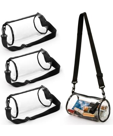 Zenfun 3 packs of transparent wallet stadium approved clear shoulder bags PVC transparent bags with adjustable straps for sports concert festivals event hiking black