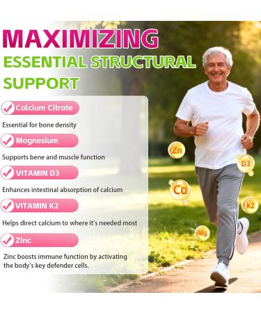 Calcium Citrate Gummies 1200mg with Vitamin D3 & K2 Supplements for Women & Men High Absorption Calcium Gummies Plus Magnesium Zinc for Strong Bones & Immune Support Mixed Berry Flavor 60 Count (Pack of 1) - Buy Online on GoSupps.com