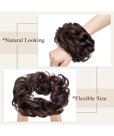 Silk-Co Hair Part with Rubber Band - Wavy Soft Dutt Hair Extensions (55g) for Thickening Messy Bun Updos - Medium Brown - Buy Online on GoSupps.com