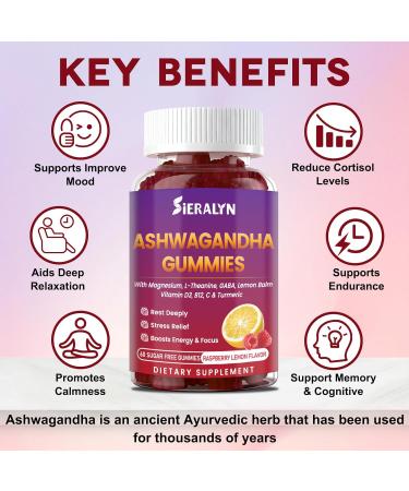 Ashwagandha Gummies 2000mg Ashwagandha Supplements for Women Men with L-Theanine GABA Magnesium Vitamins Stress Relief Immune & Mood Support Sugar-Free Vegan Non-GMO 60 Count 60 Count (Pack of 1) - Buy Online on GoSupps.com