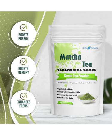 NutriExtracts Matcha Green Tea Powder Ceremonial Grade - 200g (200 Servings) Perfect for Natural Detox Energy-Boosting Smoothies Culinary Creations Vegan - Buy Online on GoSupps.com