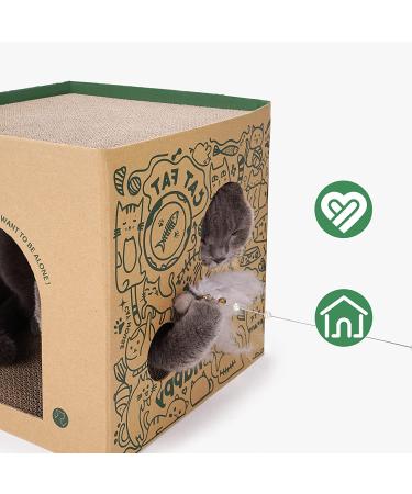 Cat Cardboard House with 2-Story Scratcher Pad | Indoor Cat Play Condo & Hideaway Furniture - Buy Online on GoSupps.com