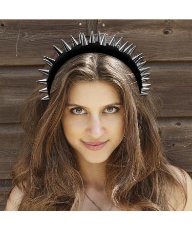 Studded Black Headband Studded Headbands for Women Hair Accessories Goth Hair Accessories Halloween Studded Headbands for Women Fashion Punk Girl Silver - Buy Online on GoSupps.com
