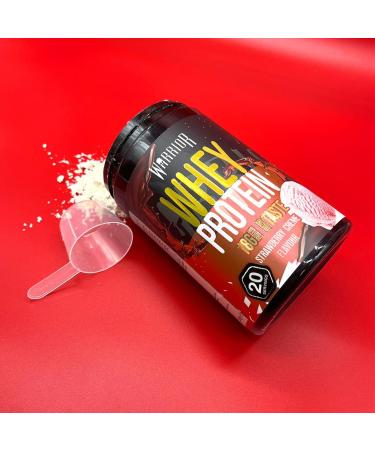 Warrior Whey Protein Powder - 36g Protein, Low Sugar & Carbs, GMP Certified, Strawberry Cr me 500g - Buy Online on GoSupps.com
