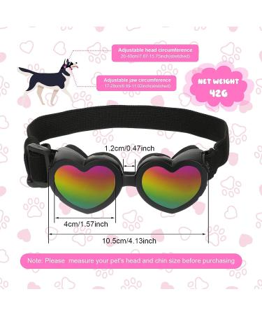 2 Pcs Dog Sunglasses Heart Shape Dog Goggles Small Medium Breed Dog Eye Protection Goggles Anti Fog Glasses with Adjustable Strap for Dog Pet Windproof Foldable Eye Wear (Black  Pink) - Buy Online on GoSupps.com