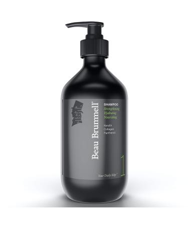 Low-foaming Shampoo for Men by Beau Brummell | A Luxury Sulfate Free Daily Shampoo With Keratin Proteins & Collagen to Strengthen and Protect Hair | Large 16.9 OZ Bottle | Made in USA