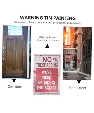 Zerodeko 2pcs Warning Tin Painting Emblems Metal Halloween Wall Art Retro Iron Vintage Signs Iron Painting - Buy Online on GoSupps.com