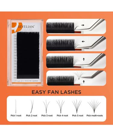 BEYELIAN Mega Volume Easy Fan 0.03 Light Self Fans Matte Black Eyelash Extensions 10mm - Professional Salon Grade, Super Thin Mink D Curl - Buy Online on GoSupps.com