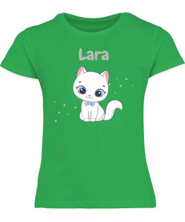 Personalized Cat T-Shirt for Girls - Cute Cat Motif by Shirtracer - Ideal Gift for Cat Lovers - Size 10 Green - Buy Online on GoSupps.com