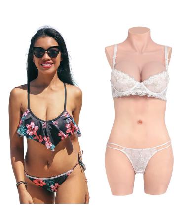 Cyomi silicone breast breast shapes realistic breastplates with catheter silicone body body for crossdresser transgender cosplay (c cup) ivory white1 C cup-fluid silicone filling ivory white1