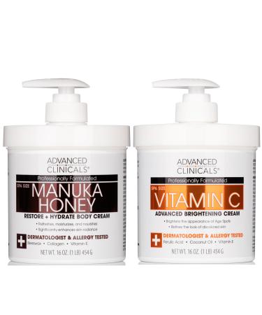 Advanced Clinicals Manuka Honey Hydrating Cream + Vitamin C Brightening Cream Set