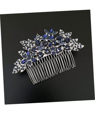 Didiseaon Dark Blue Hair Comb Wedding Rhinestone Hair Clip Girls Barrettes for Hair Floral Hair Comb Bridal Glitter Barrette Hair Combs European and American Zinc Alloy Bride Wig - Buy Online on GoSupps.com