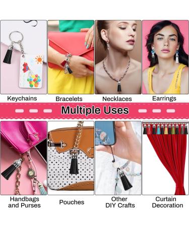 PAXCOO Keychain Tassels Bulk - 50pcs Small Black Leather Tassel Keychain Charms with Jump Rings for DIY Jewelry Making and Crafts - Buy Online on GoSupps.com