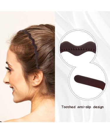 Cinaci 10 Pieces in 5 Styles Non Slip Dark Coffee Black Wavy Braided Matte Wide Thin Elastic Plastic Headbands with Teeth Sports Hair Bands for Men Women Girls Teens Kids Dark Coffee+Black - Buy Online on GoSupps.com