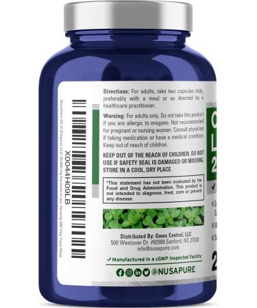 NusaPure Oregano Oil Extract 20000mg | 200 Veggie Powder Capsules | Naturally Occurring Carvacrol | Non-GMO and Extract 65:1 - Buy Online on GoSupps.com