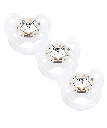 Dentistar Silikon Schnuller 3 Set- Size 2 6-14 months- tooth and jaw-friendly nucking with dental level- BPA-free- Made in Germany- Fox white