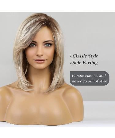 HAIRCUBE Blonde Shoulder Length Layered Wig for Women with Dark Roots - Synthetic Hair - Buy Online on GoSupps.com