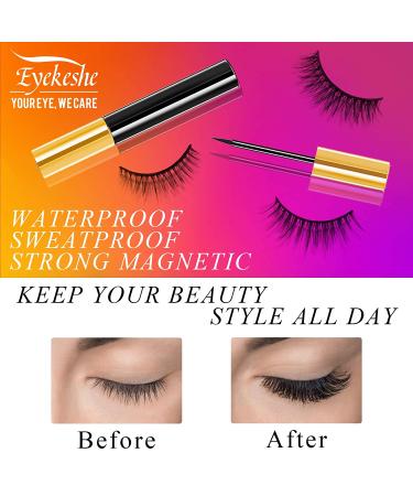 Natural Look Magnetic Eyelashes Kit - 3 Pairs with Upgraded Eyeliner & Applicator | No Glue, Reusable - Buy Online on GoSupps.com
