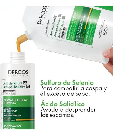 Vichy Dercos AntiDandruff Shampoo DS for dry hair Eco refill 390ml - Buy Online on GoSupps.com
