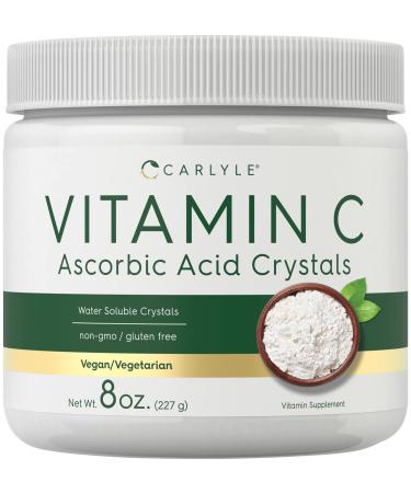 Carlyle Ascorbic Acid Powder | Vitamin C | 8 Ounces | Water Soluble Crystals | Vegan Vegetarian Non-GMO and Gluten Free Supplement