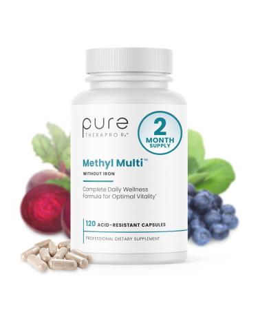 Pure Therapro Rx Methylated Multivitamin for Men and Women | Made in USA | Methyl Multi Without Iron Methyl B12 & Methylfolate | 120 Capsules 2-Month Supply 120 Count (Pack of 1)