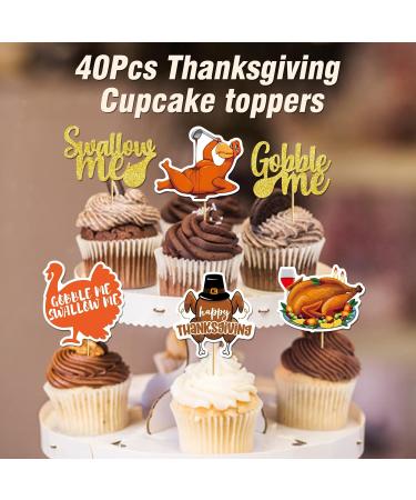 40pcs Turkey Cupcake Toppers Happy Thanksgiving Cupcake Topper Gobble Till You Wobble Decor Thanksgiving Turkey Decorations Thanksgiving Party Decorations Turkey Decorations for Home Orange and Brown - Buy Online on GoSupps.com
