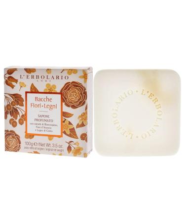 L'Erbolario Berries Flowers Wood Perfumed Soap - Gentle Cleansing Moisturizing Body Soap with Coconut & Sunflower Oils - 3.5 oz Scented Soap Bar for Soft Skin - Buy Online on GoSupps.com