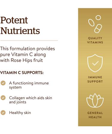 Solgar Vitamin C with Rose Hips 500mg - 250 Tablets | Boost Immunity & Antioxidant Support - Buy Online on GoSupps.com