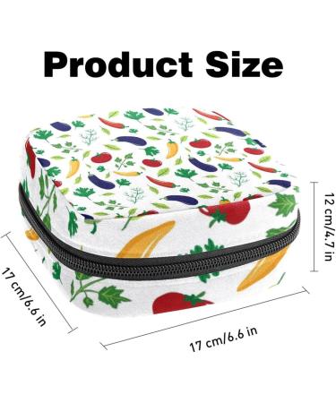 Buy Stylish Menstruation Pad Bag with Zipper - Women's Napkin & Tampon Collection Bags (Vegetable Design: Aubergine Tomatoes Hot Pepper Leaves) - Buy Online on GoSupps.com