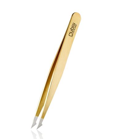 Rubis tweezers Evolution 2in1 - pointed weird and fine - splinter tweezers for ingrown hair and splinter - pluck eyebrows - gold