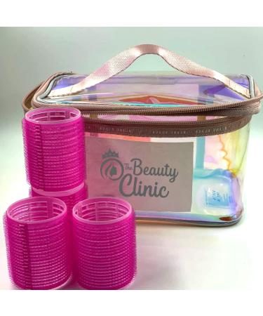 The Beauty Clinic Velcro Rollers for Hair - 10 PCS Self Grip Hair Roller 44mm by 48mm with 6 Duckbill Sectioning Clips Hairdressing Curlers And Self Holding DIY Roller Storage Bag Pink - Buy Online on GoSupps.com